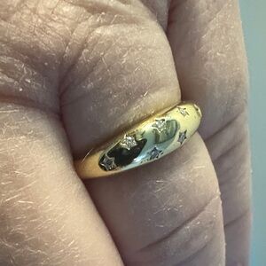 Gold Star Accent Women's Dome Ring - Classic Gold Tone